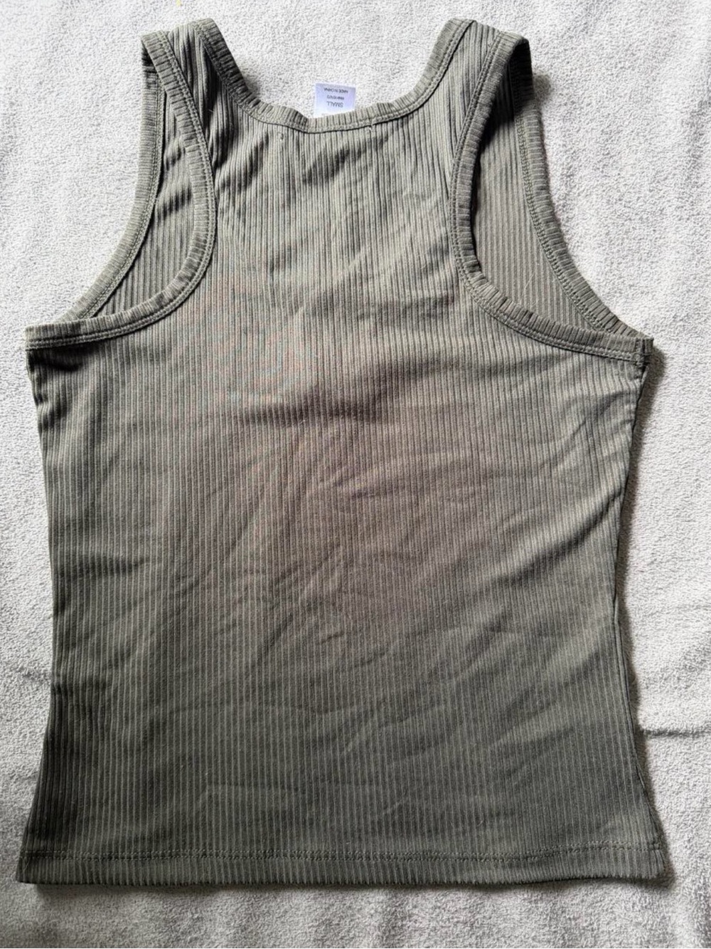 Olive Ribbed Tank Top - Picture 3 of 3